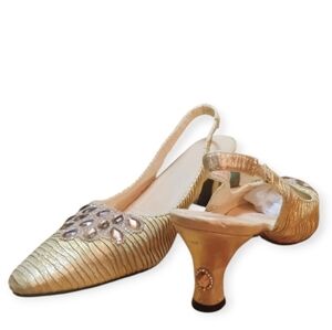 Chic Gold Embellished Slingback Heels
